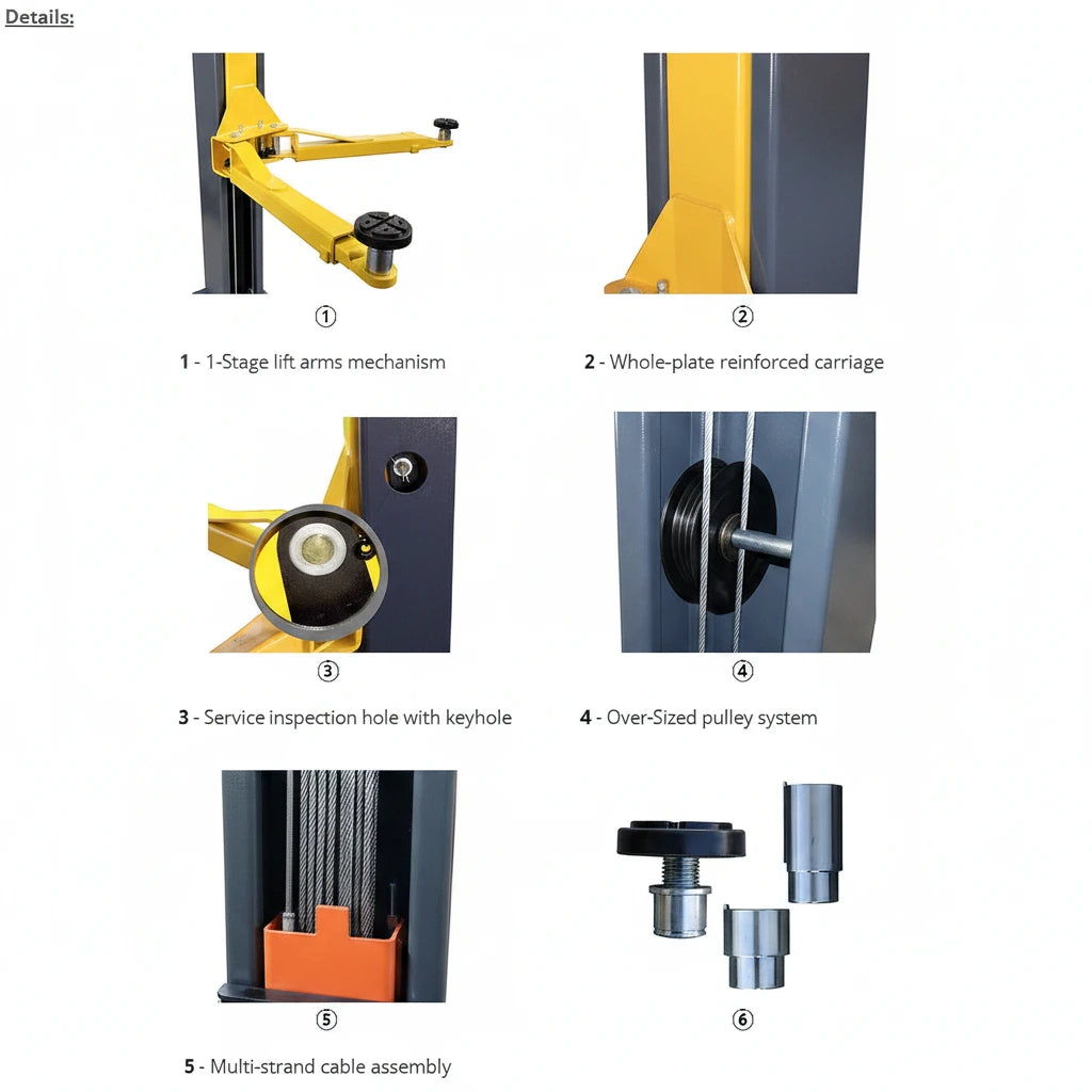 10000 Lb Capacity, Two Post Hydraulic Auto Car Lift, 220V | AGT-B1000 — product view 7