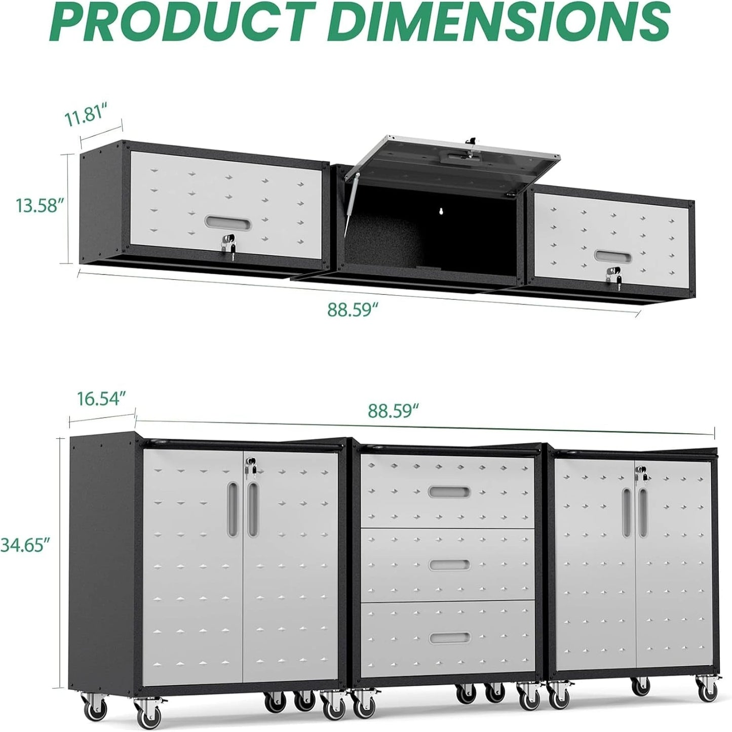 Garage Cabinet System | Heavy Duty Steel All-In-One Modular Garage Cabinet Set for Ultimate Workshop Organization | Easy Assembly Garage Storage Cabinets & Tool Bench — product view 8