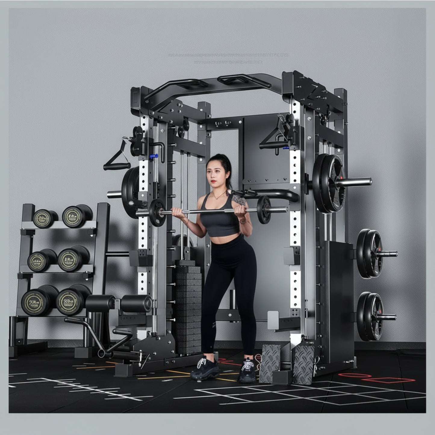 Home Gym Smith Machine Cable Crossover Weightlifting Sports Training — product view 7