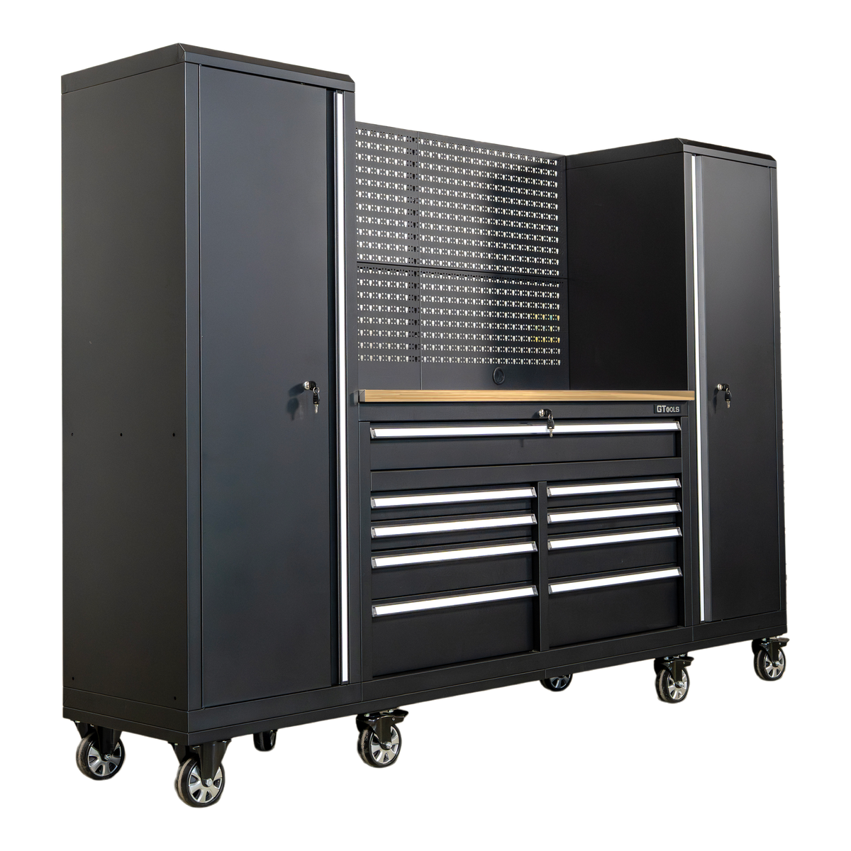 100" Rolling Tool Chest Workstation with Bench Top & Side Lockers
