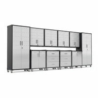 10-Piece Heavy Duty Steel Garage Cabinet System | All-In-One Modular Garage Cabinet Set for Ultimate Workshop Organization | Easy Assembly Garage Storage Cabinets & Tool Bench