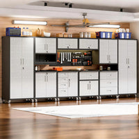 10-Piece Heavy Duty Steel Garage Cabinet System | All-In-One Modular Garage Cabinet Set for Ultimate Workshop Organization | Easy Assembly Garage Storage Cabinets & Tool Bench — product view 10