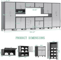 10-Piece Heavy Duty Steel Garage Cabinet System | All-In-One Modular Garage Cabinet Set for Ultimate Workshop Organization | Easy Assembly Garage Storage Cabinets & Tool Bench — product view 3