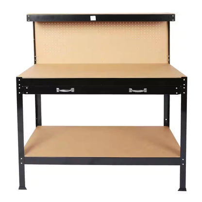 45 .3 In. Outdoor Garden Black Wooden 2-Tier Workbench Trellis with 2-Drawers — product view 2