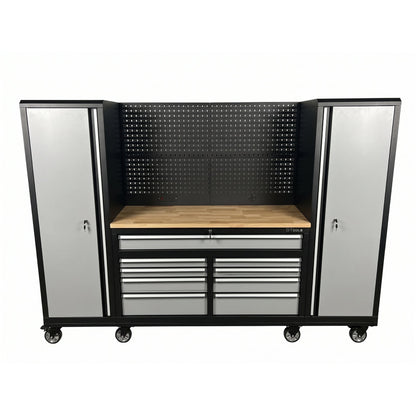 100" Rolling Tool Chest Workstation with Bench Top & Side Lockers