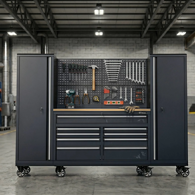 100" Rolling Tool Chest Workstation with Bench Top & Side Lockers
