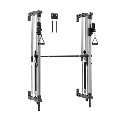 Folding Wall-Mounted Smith Machine with Pulley & Pull-Up Bar