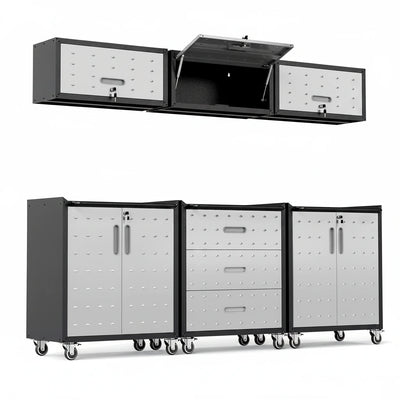 Modular Steel Garage Cabinet System with Tool Bench