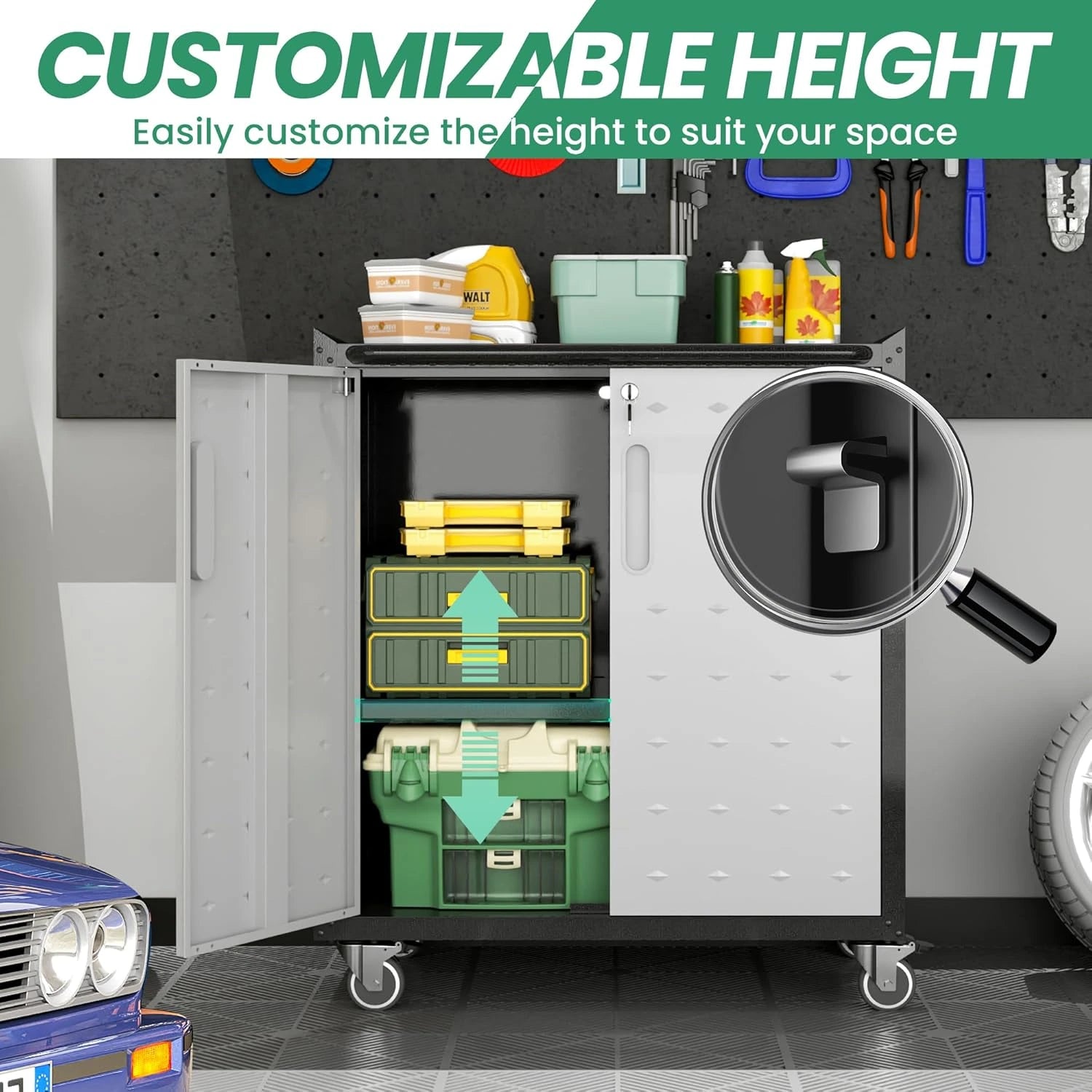 Garage Cabinet System | Heavy Duty Steel All-In-One Modular Garage Cabinet Set for Ultimate Workshop Organization | Easy Assembly Garage Storage Cabinets & Tool Bench — product view 4