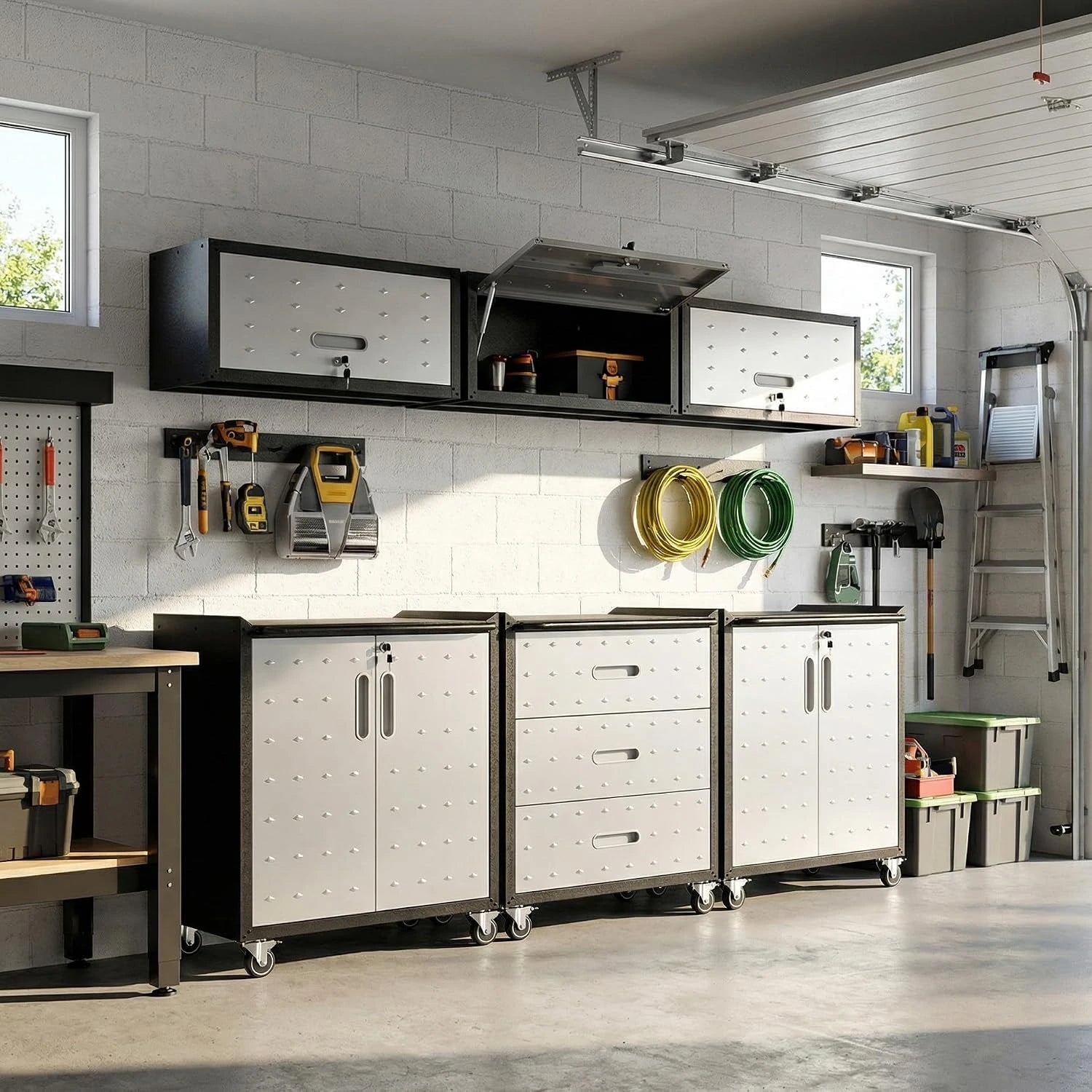 Garage Cabinet System | Heavy Duty Steel All-In-One Modular Garage Cabinet Set for Ultimate Workshop Organization | Easy Assembly Garage Storage Cabinets & Tool Bench — product view 7