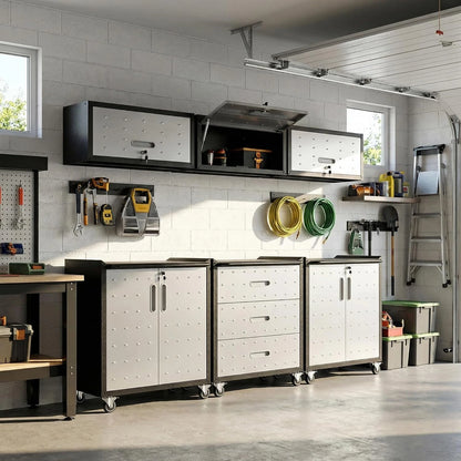 Garage Cabinet System | Heavy Duty Steel All-In-One Modular Garage Cabinet Set for Ultimate Workshop Organization | Easy Assembly Garage Storage Cabinets & Tool Bench — product view 7