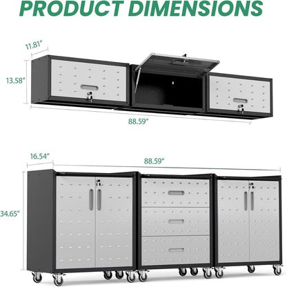 Garage Cabinet System | Heavy Duty Steel All-In-One Modular Garage Cabinet Set for Ultimate Workshop Organization | Easy Assembly Garage Storage Cabinets & Tool Bench — product view 8