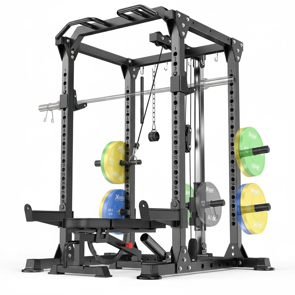 Power Rack Power Cage Multi-Function Squat Rack with Cable Crossover System Selectable More Training Attachment Power Rack for Garage & Home Gym