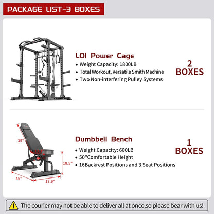 Power Rack Power Cage Multi-Function Squat Rack with Cable Crossover System Selectable More Training Attachment Power Rack for Garage & Home Gym — product view 3