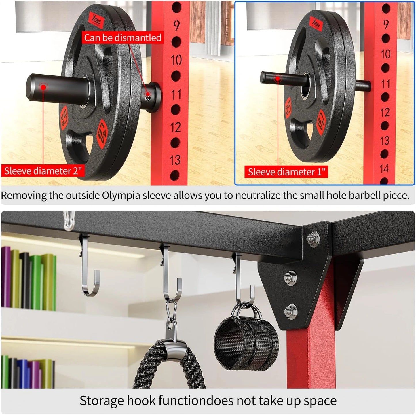 Power Rack Power Cage Multi-Function Squat Rack with Cable Crossover System Selectable More Training Attachment Power Rack for Garage & Home Gym — product view 7
