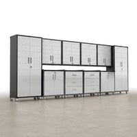 10-Piece Heavy Duty Steel Garage Cabinet System | All-In-One Modular Garage Cabinet Set for Ultimate Workshop Organization | Easy Assembly Garage Storage Cabinets & Tool Bench — Studio Shot