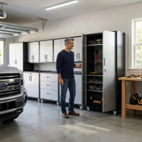 10-Piece Heavy Duty Steel Garage Cabinet System | All-In-One Modular Garage Cabinet Set for Ultimate Workshop Organization | Easy Assembly Garage Storage Cabinets & Tool Bench — Lifestyle